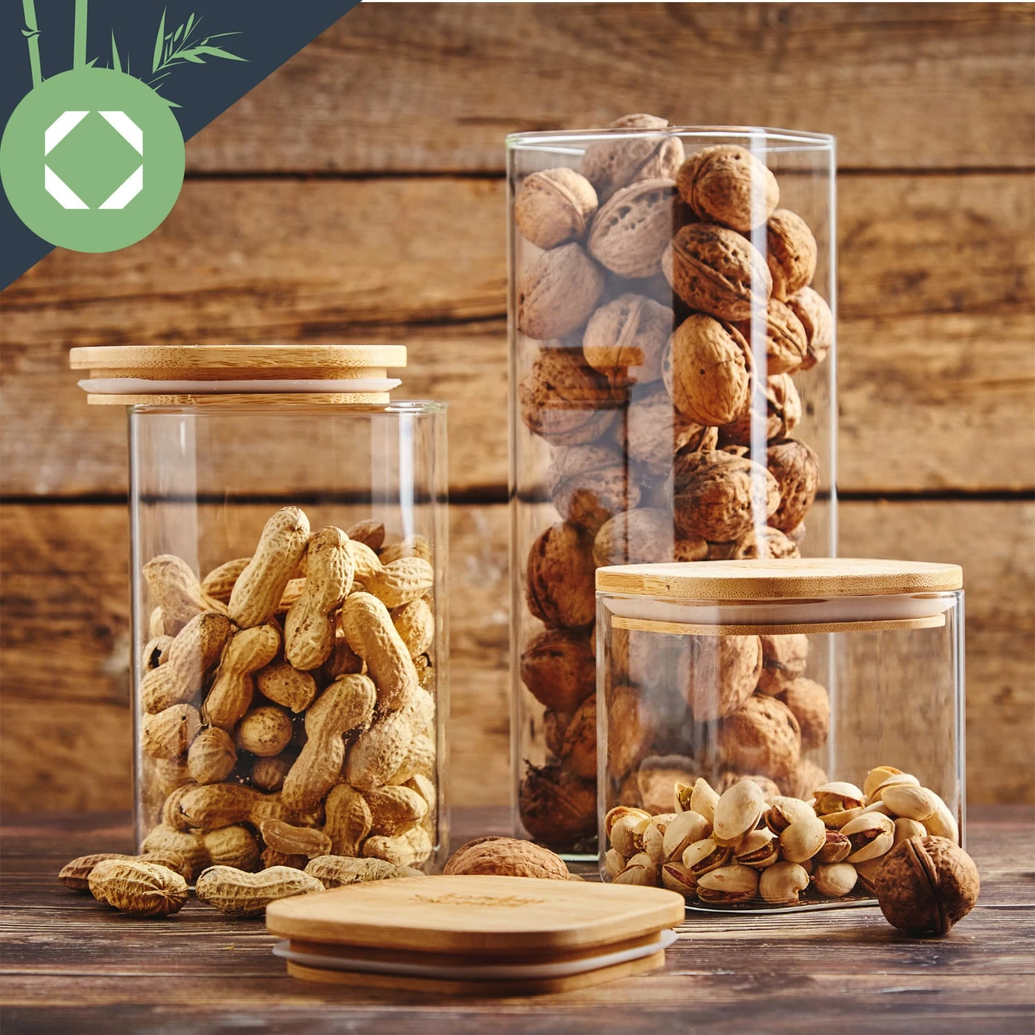 Eckiges Glas Mit Bambusdeckel Luftdicht Mit Silikonring 10x25x10 Cm 3x 2000 Ml 6 Eckiges Glas Mit Bambusdeckel Luftdicht Mit Silikonring 10x25x10 Cm 3x 2000 Ml – Bild 4
