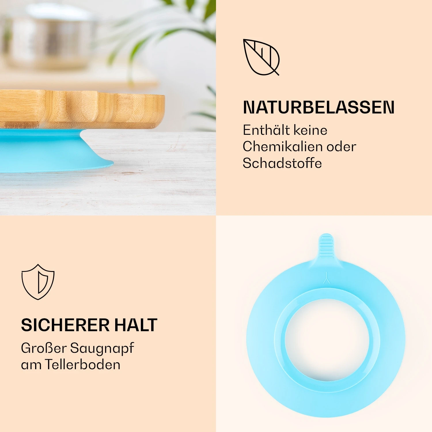 Kindergeschirr Bambusteller & Löffel 250 Ml Inkl. Saugnapf 18 X 18 Cm 5 Kindergeschirr Bambusteller & Löffel 250 Ml Inkl. Saugnapf 18 X 18 Cm – Bild 3