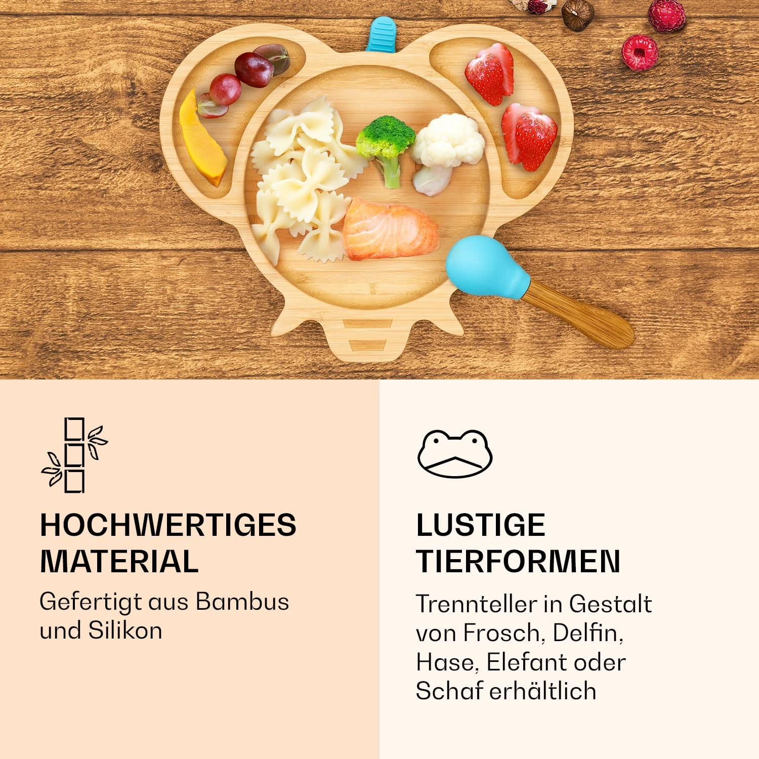 Kindergeschirr Bambusteller & Löffel 250 Ml Inkl. Saugnapf 18 X 18 Cm 6 Kindergeschirr Bambusteller & Löffel 250 Ml Inkl. Saugnapf 18 X 18 Cm – Bild 4