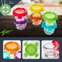 Babygläser 6er-Set Bunte Deckel Luftdichter Verschluss Geschmacksecht -Klarstein Verkaufsgeschäft 10038298 yy 0003 logo
