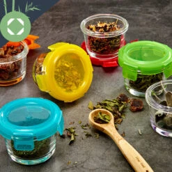 Babygläser 6er-Set Bunte Deckel Luftdichter Verschluss Geschmacksecht -Klarstein Verkaufsgeschäft 10038298 yy 0004 logo