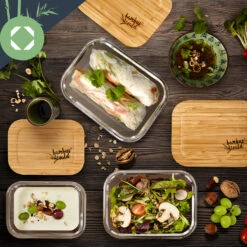 Eckiges Vorratsdosen-Set Glas Bambusdeckel 4 Stück Verschiedene Größen 12 Eckiges Vorratsdosen-Set Glas Bambusdeckel 4 Stück Verschiedene Größen -Klarstein Verkaufsgeschäft 10038307 yy 0004 logo