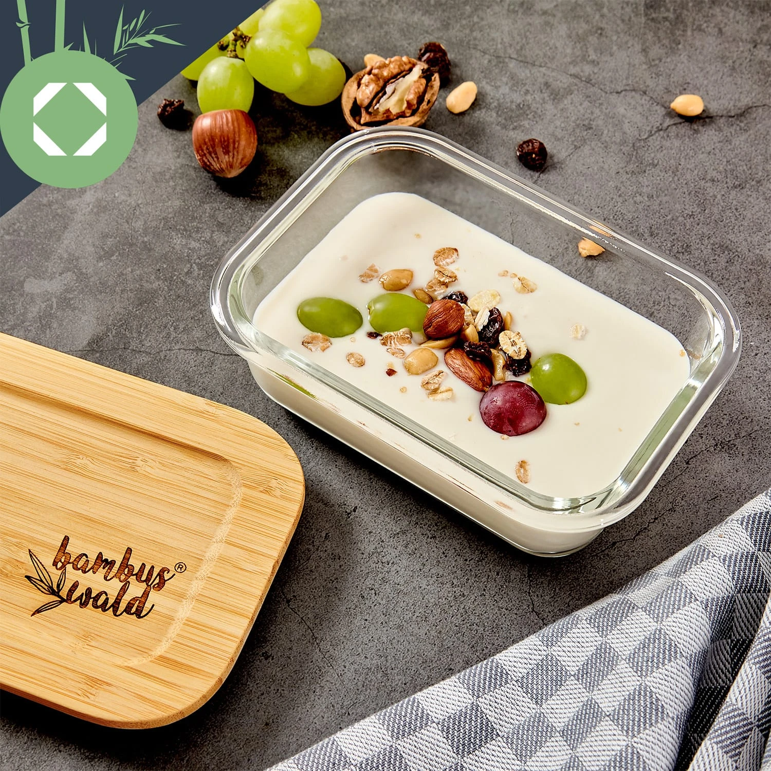 Eckiges Vorratsdosen-Set Glas Bambusdeckel 4 Stück Verschiedene Größen 8 Eckiges Vorratsdosen-Set Glas Bambusdeckel 4 Stück Verschiedene Größen – Bild 6