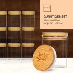 Runde Gläser Bambusdeckel 10 Stück Je 150 Ml Luftdicht 10 Runde Gläser Bambusdeckel 10 Stück Je 150 Ml Luftdicht -Klarstein Verkaufsgeschäft 10038312 de 0004 logo