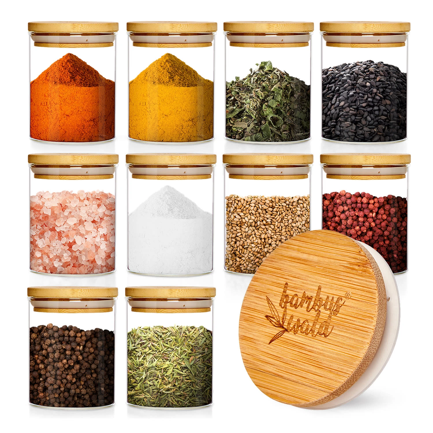 Runde Gläser Bambusdeckel 10 Stück Je 150 Ml Luftdicht 3 Runde Gläser Bambusdeckel 10 Stück Je 150 Ml Luftdicht
