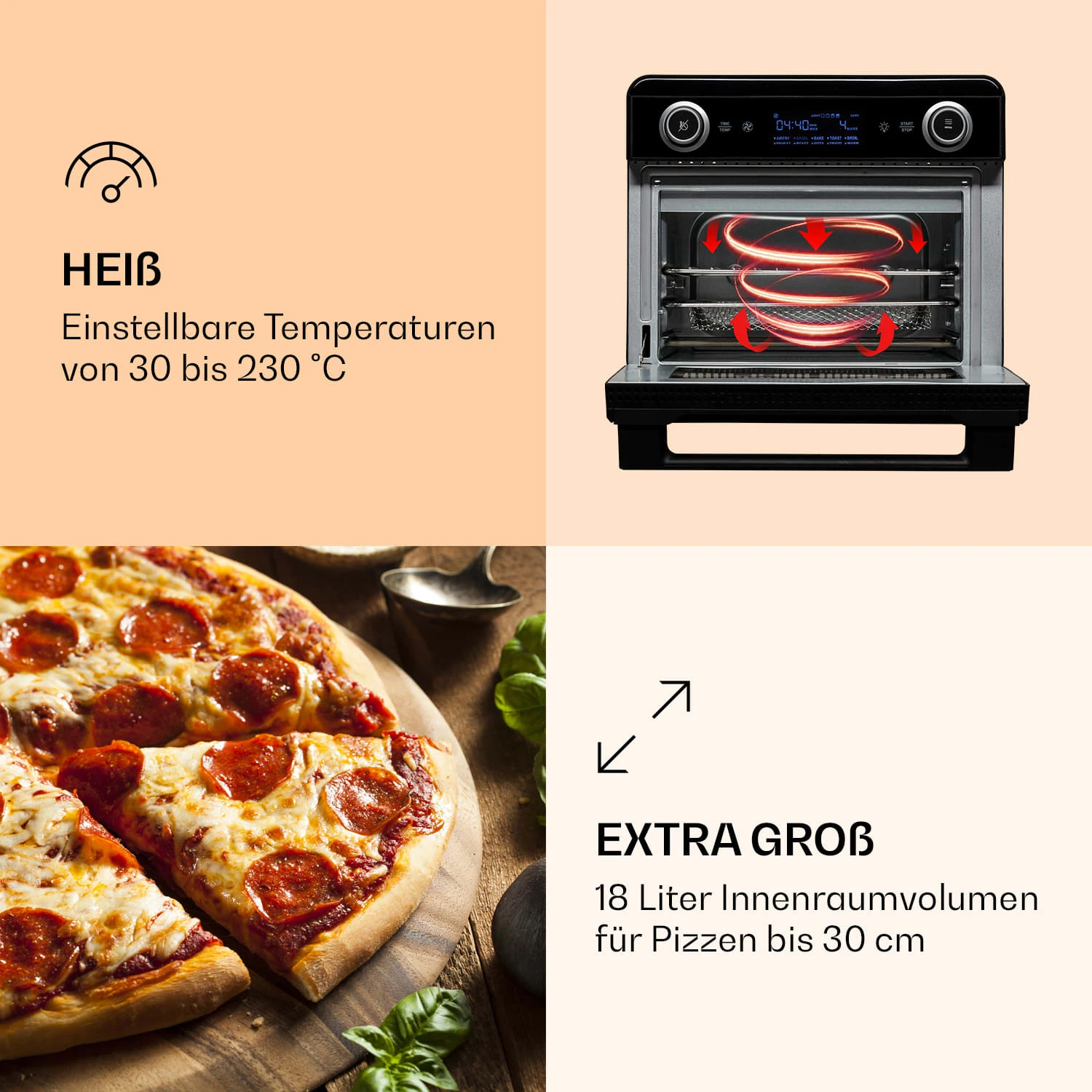 AeroVital Jumbo 3-in-1 Heißluftfritteuse Toaster Dörrautomat 1550 W 18 Liter 6 AeroVital Jumbo 3-in-1 Heißluftfritteuse Toaster Dörrautomat 1550 W 18 Liter – Bild 4