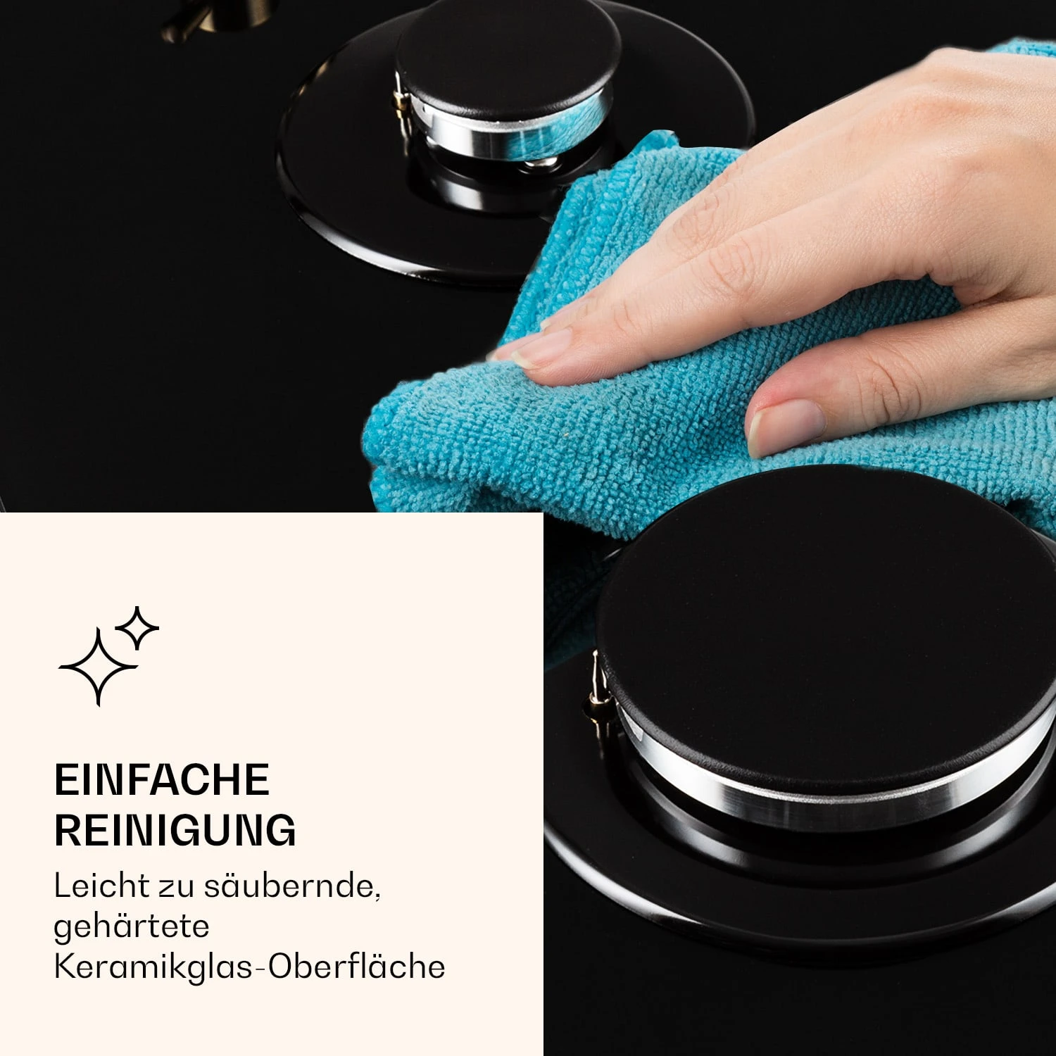 Victoria 5 Gaskochfeld 5-flammig Sabaf-Brenner Glaskeramik Retro-Look 9 Victoria 5 Gaskochfeld 5-flammig Sabaf-Brenner Glaskeramik Retro-Look – Bild 7