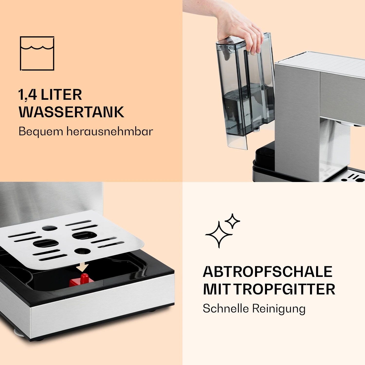 Pausa Espressomaker 1350 Watt 20 Bar Druck Wassertank: 1,4 Liter Edelstahl 9 Pausa Espressomaker 1350 Watt 20 Bar Druck Wassertank: 1,4 Liter Edelstahl – Bild 7