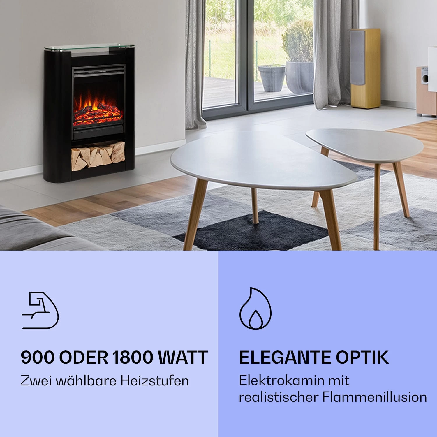 Studio 5 Arc Elektrokamin 1800 W LED-Flammen Heizlüfter Fernbedienung 4 Studio 5 Arc Elektrokamin 1800 W LED-Flammen Heizlüfter Fernbedienung – Bild 2