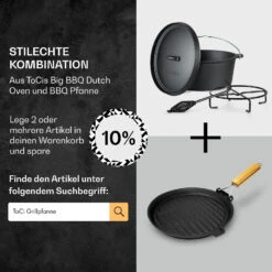 Galloway Dutch Oven 6.0 BBQ-Topf Gusseisen Voreingebrannt Größe M / 6 Qt -Klarstein Verkaufsgeschäft 10038581 de 0007 usp