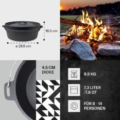 Galloway Dutch Oven 9.0 BBQ-Topf Gusseisen Größe L / 9 Qt 12 Galloway Dutch Oven 9.0 BBQ-Topf Gusseisen Größe L / 9 Qt -Klarstein Verkaufsgeschäft 10038582 de 0004 usp
