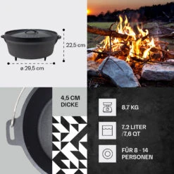 Galloway Dutch Oven 9.0 BBQ-Topf Gusseisen Standfüße Größe L / 9 Qt -Klarstein Verkaufsgeschäft 10038586 de 0004 usp