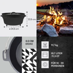 Galloway Dutch Oven 12.0 BBQ-Topf Gusseisen Standfüße Größe XL / 12 Qt -Klarstein Verkaufsgeschäft 10038587 de 0004 usp