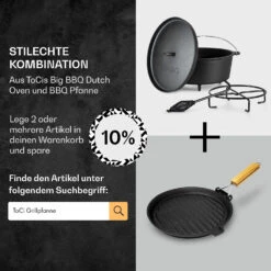 Galloway Dutch Oven 12.0 BBQ-Topf Gusseisen Standfüße Größe XL / 12 Qt -Klarstein Verkaufsgeschäft 10038587 de 0007 usp