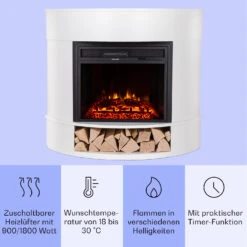 Loloru Elektrokamin Heizlüfter 900/1800W Wochentimer Fernbedienung -Klarstein Verkaufsgeschäft 10038631 de 0003 usp