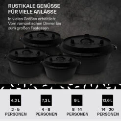 Guernsey Premium Dutch Oven 6.0 BBQ-Topf Gusseisen Größe M / 6 Qt -Klarstein Verkaufsgeschäft 10038638 de 0006 usp