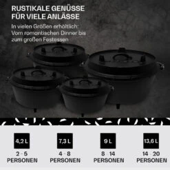 Guernsey Premium Dutch Oven 4.5 BBQ-Topf Gusseisen Größe S / 4.5 Qt -Klarstein Verkaufsgeschäft 10038641 de 0006 usp