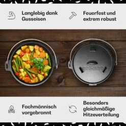 Guernsey Premium Dutch Oven 6.0 BBQ-Topf Gusseisen Standfüße Größe M / 6 Qt -Klarstein Verkaufsgeschäft 10038642 de 0003 usp