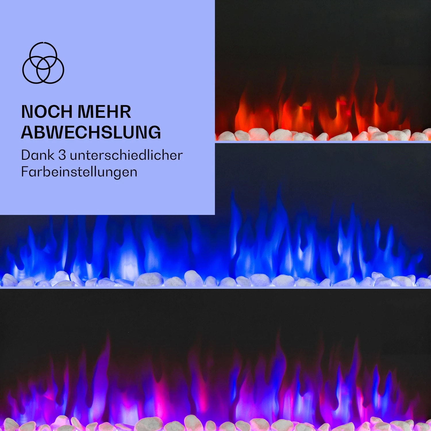 Galeras Elektrischer Wand- Und Einbaukamin 1800 W LED 3 Farben Timer 5 Galeras Elektrischer Wand- Und Einbaukamin 1800 W LED 3 Farben Timer – Bild 3