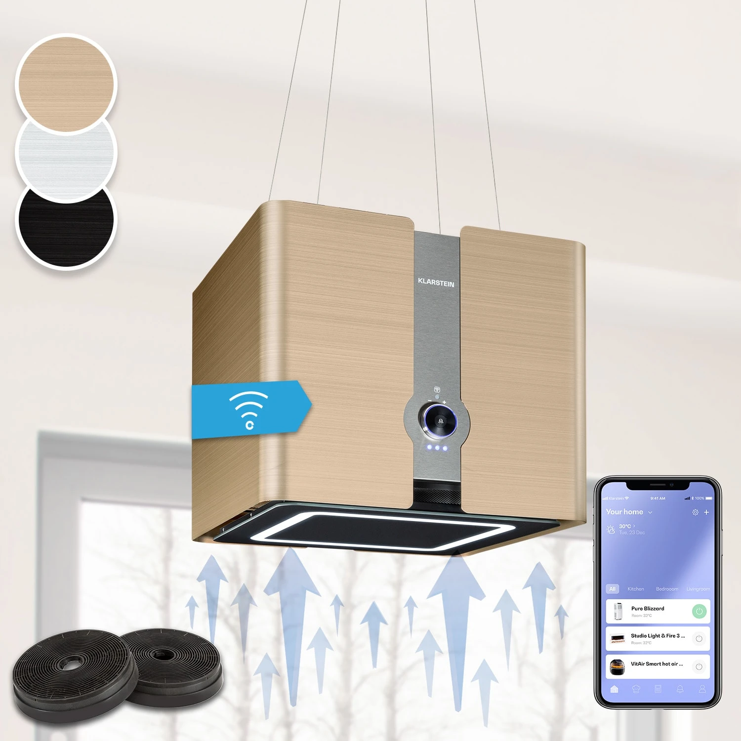 Futurelight Smart Inselabzugshaube Umluft 420m³/h LED Edelstahl 3 Futurelight Smart Inselabzugshaube Umluft 420m³/h LED Edelstahl