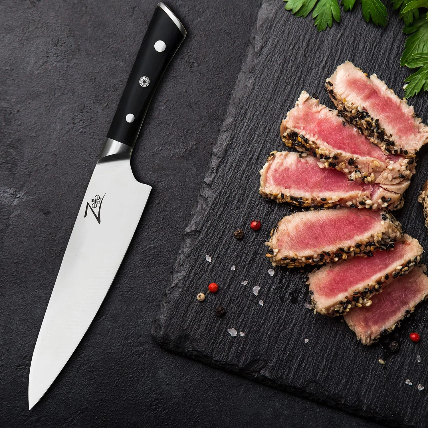 Razor-Edge Serie 8" Kochmesser 59 HRC Edelstahl 6 Razor-Edge Serie 8" Kochmesser 59 HRC Edelstahl – Bild 4