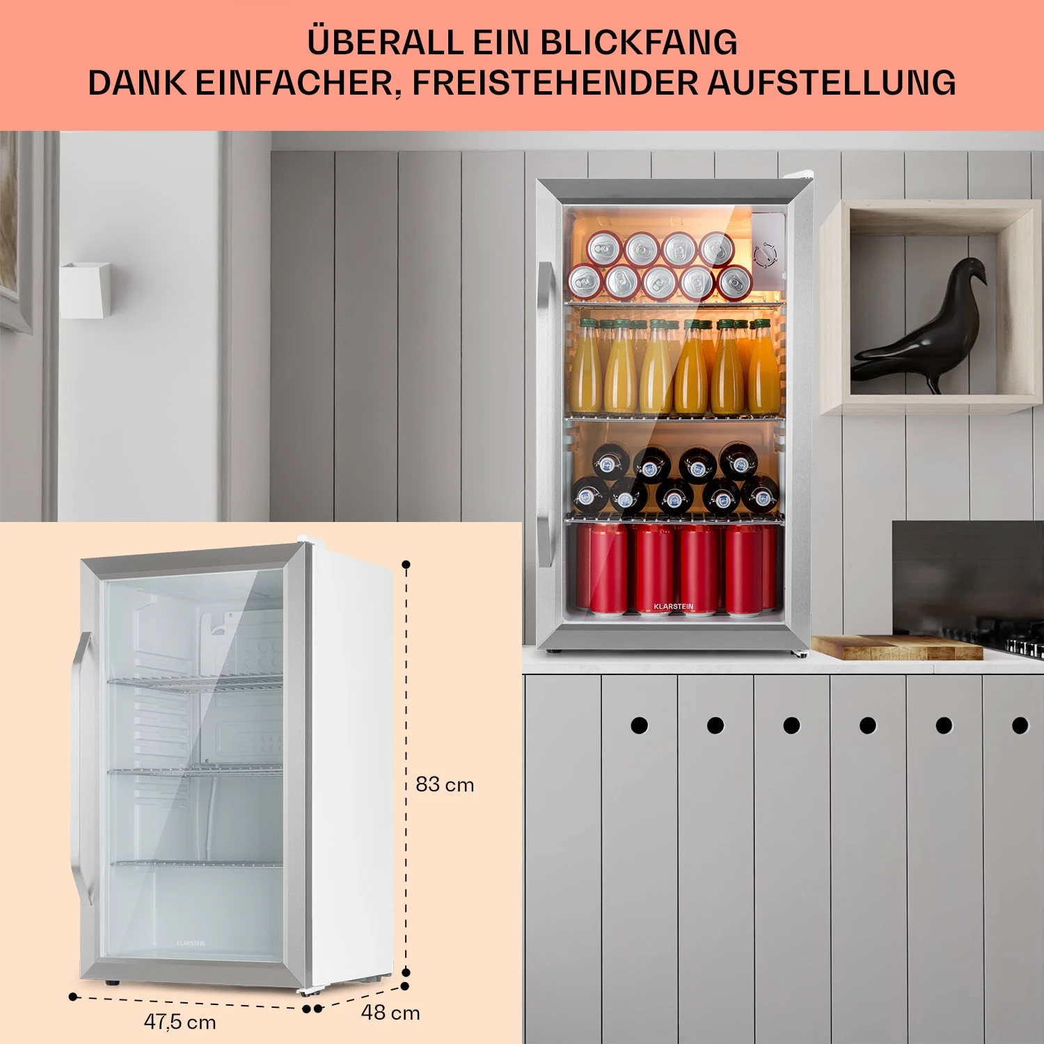 Beersafe XXL Crystal White Kühlschrank 80 Ltr Panoramaglas Edelstahl 7 Beersafe XXL Crystal White Kühlschrank 80 Ltr Panoramaglas Edelstahl – Bild 6