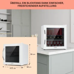 Beersafe L Quartz Kühlschrank 47 Liter 2 Böden Panoramaglastür Weiß -Klarstein Verkaufsgeschäft 10039426 DE 0006 usp
