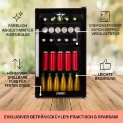 Beersafe 3XL Onyx Kühlschrank 98 Liter 4 Böden Panoramaglastür -Klarstein Verkaufsgeschäft 10039655 DE 0005 usp