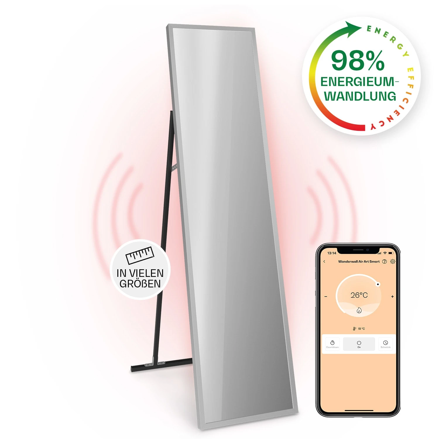 La Palma 900 Smart Infrarotstrahler Konvektor 40x160cm 900W Spiegel Standfuß 3 La Palma 900 Smart Infrarotstrahler Konvektor 40x160cm 900W Spiegel Standfuß