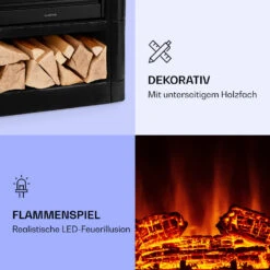 Dukono Elektrokamin 1800 W LED-Flammen Heizlüfter Timer Holzfach -Klarstein Verkaufsgeschäft 10039850 de 0003 logo