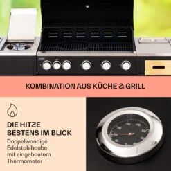 Jersey Outdoor Kitchen Gasgrill Spüle 20,7 KW 5+1 Brenner Mobil -Klarstein Verkaufsgeschäft 10039854 de 0003 usp