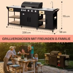 Jersey Outdoor Kitchen Gasgrill Spüle 20,7 KW 5+1 Brenner Mobil -Klarstein Verkaufsgeschäft 10039854 de 0006 usp