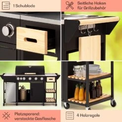 Jersey Outdoor Kitchen Gasgrill 20,7 KW 5+1 Brenner Mobil Regenschutz -Klarstein Verkaufsgeschäft 10039855 de 0005 usp
