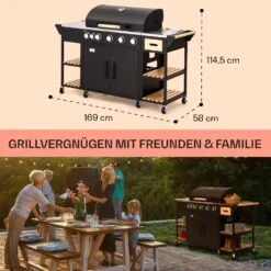 Jersey Outdoor Kitchen Gasgrill 20,7 KW 5+1 Brenner Mobil Regenschutz -Klarstein Verkaufsgeschäft 10039855 de 0006 usp