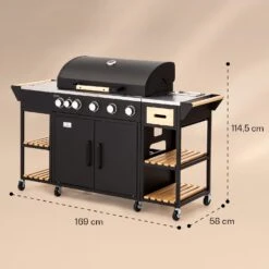 Jersey Outdoor Kitchen Gasgrill 20,7 KW 5+1 Brenner Mobil Regenschutz -Klarstein Verkaufsgeschäft 10039855 yy 0008 dimensions