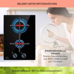 Illuminosa Domino Gaskochfeld 2-flammig Sabaf-Brenner Glaskeramik -Klarstein Verkaufsgeschäft 10039896 de 0003 usp