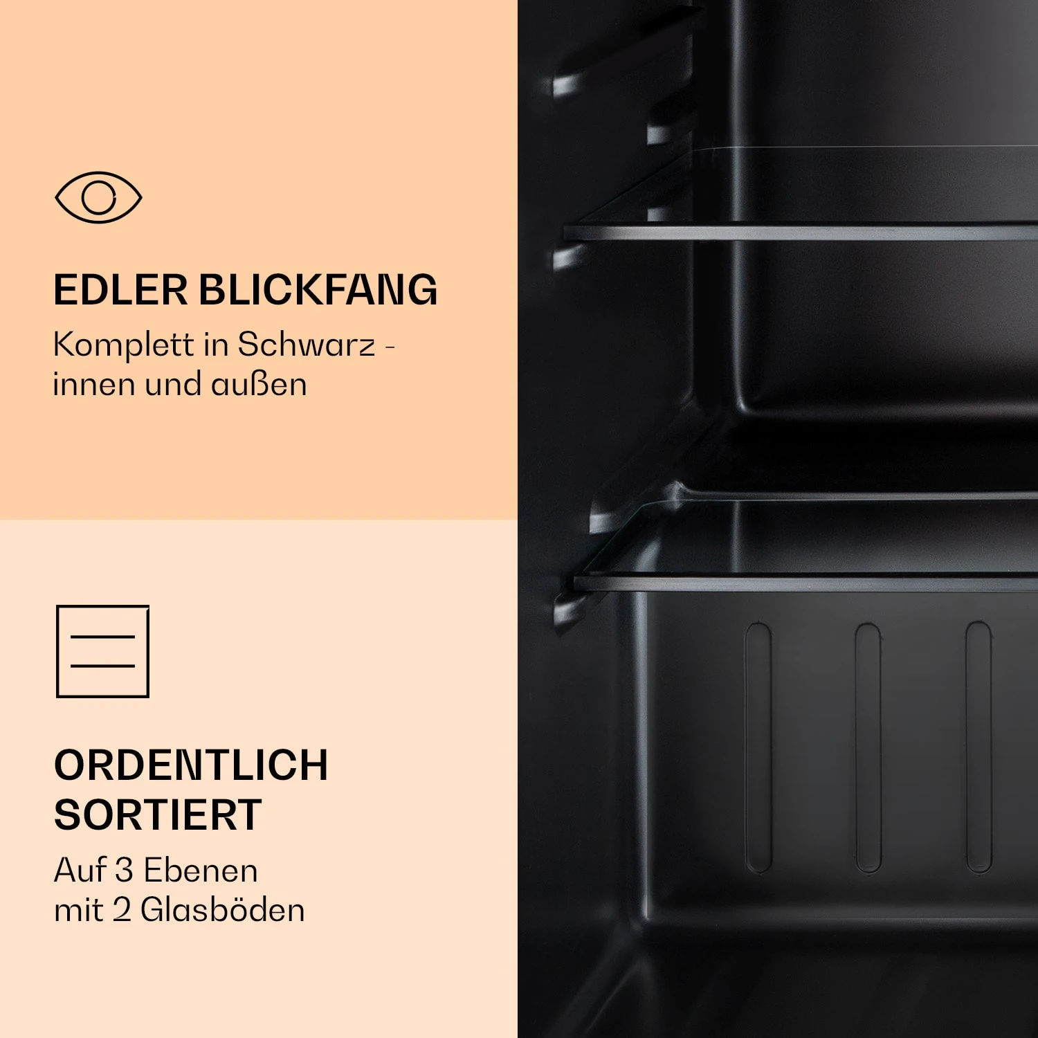 Obsidian Kühlschrank 72 Liter Eisfach Schwarz 7 Obsidian Kühlschrank 72 Liter Eisfach Schwarz – Bild 5