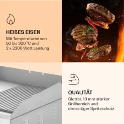 Grillmeile 4400 Elektrogrill Plancha 2x2200W Grillplatte Edelstahl -Klarstein Verkaufsgeschäft 10039915 de 0005 logo