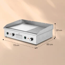 Grillmeile 4400 Elektrogrill Plancha 2x2200W Grillplatte Edelstahl -Klarstein Verkaufsgeschäft 10039915 yy 0008 dimensions