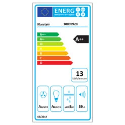 >Aurora Eco 60 Dunstabzugshaube 550 M³/h 60cm Kopffrei Ambientelicht EEC A+ -Klarstein Verkaufsgeschäft 10039928 energy label