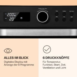 Prime Air Heißluftfritteuse 1500W 23l Timer 8 Programme -Klarstein Verkaufsgeschäft 10040025 de 0004 logo