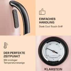 Aquavita Chalet Wasserkocher 1,7 Liter 2200 Watt Temperaturanzeige Edelstahl 14 Aquavita Chalet Wasserkocher 1,7 Liter 2200 Watt Temperaturanzeige Edelstahl -Klarstein Verkaufsgeschäft 10040038 de 0005 logo