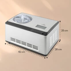 Dolce Bacio Smart Eiscremebereiter Yogurtmaker Kompressor 2 Liter WiFi Touch Edelstahl -Klarstein Verkaufsgeschäft 10040048 yy 0008 dimensions