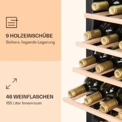 Vinamour 46 Uno Weinkühlschrank 1 Zonen 155 L/46 Fl. 4-18 °C Edelstahl -Klarstein Verkaufsgeschäft 10040059 de 0004 logo