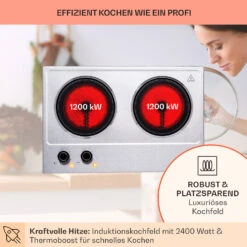 Ramsey Doppel-Kochfeld 2400W 11 Leistungsstufen Glaskeramik -Klarstein Verkaufsgeschäft 10040070 de 0003 usp