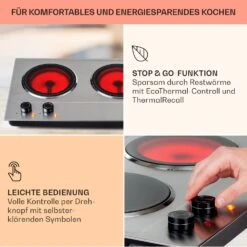 Ramsey Doppel-Kochfeld 2400W 11 Leistungsstufen Glaskeramik -Klarstein Verkaufsgeschäft 10040070 de 0004 usp