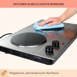 Ramsey Doppel-Kochfeld 2400W 11 Leistungsstufen Glaskeramik -Klarstein Verkaufsgeschäft 10040070 de 0008 usp