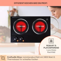 Ramsey Doppel-Kochfeld 2400W 11 Leistungsstufen Glaskeramik 13 Ramsey Doppel-Kochfeld 2400W 11 Leistungsstufen Glaskeramik -Klarstein Verkaufsgeschäft 10040071 de 0003 usp