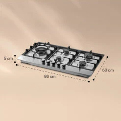 Ignito Chef Edition 5 Zonen Gaskochfeld 5-flammig Sabaf-Brenner Glaskeramik -Klarstein Verkaufsgeschäft 10040147 yy 0007 dimensions