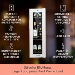 Shiraz 12 Slim Uno Weinkühlschrank 32l/12Fl.Touch 85 W 5-18 °C LED -Klarstein Verkaufsgeschäft 10040213 de 0002 usp